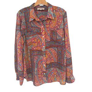 Jones New York Sport size  XL Womens Paisley Button-Up Shirt  Long Sleeve Boho
